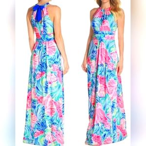 Lilly Pulitzer Blue and Pink Maxi Dress